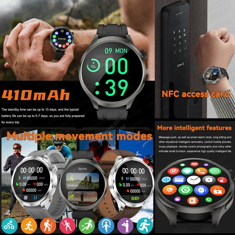 For HUAWEI GPS Outdoor fitness NFC Smart Watch Men 1.85 Inch AMOLED Screen Bluetooth Call IP67 Waterproof Man SmartWatches 2025