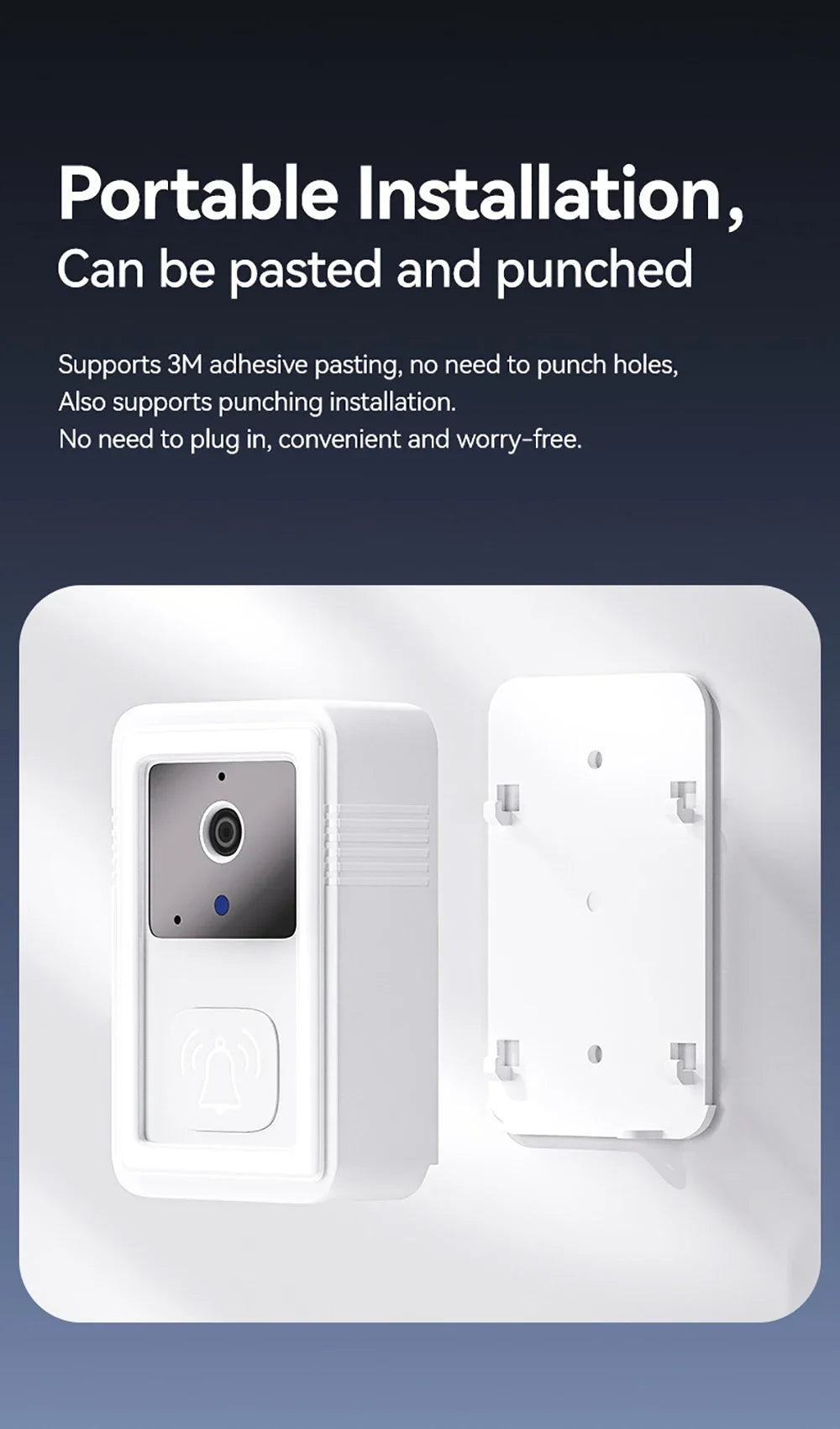 Tuya Wireless WiFi Doorbell Camera Video Two-Way Intercom Doorbell Smart Home Voice Change Doorbell Night Vision Security Camera