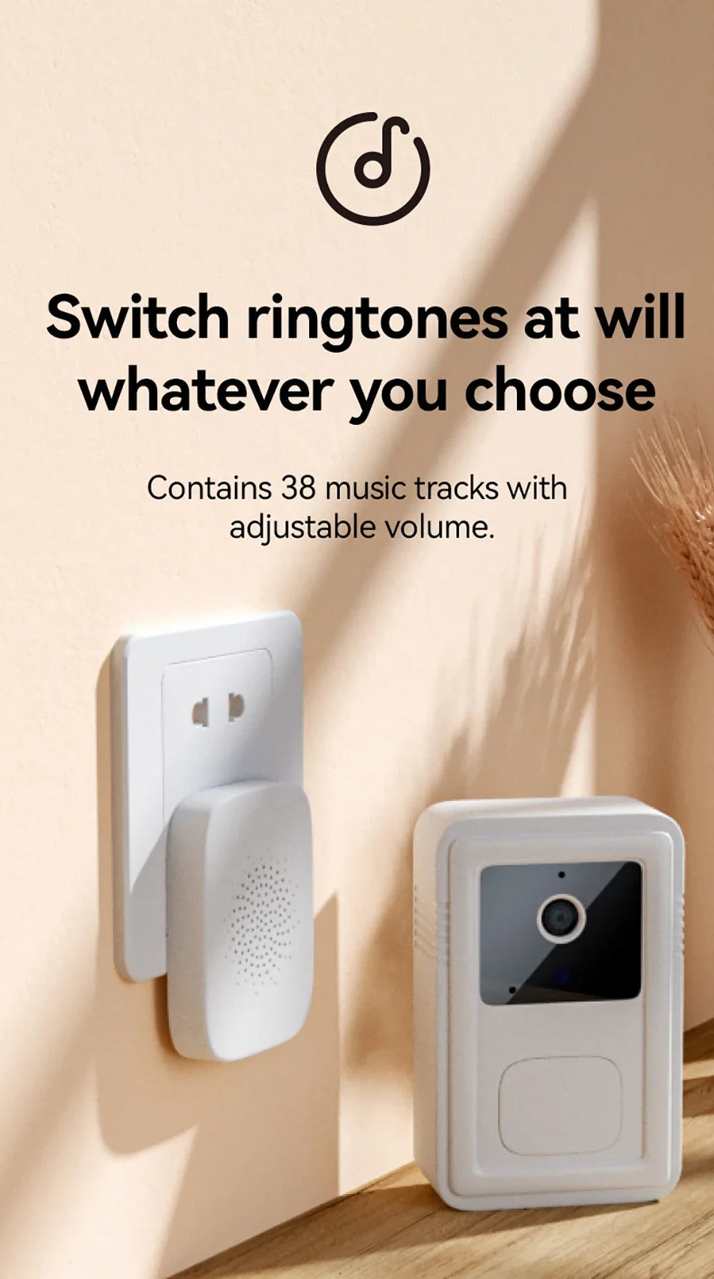 Tuya Wireless WiFi Doorbell Camera Video Two-Way Intercom Doorbell Smart Home Voice Change Doorbell Night Vision Security Camera