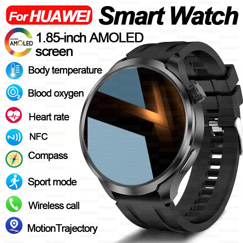 For HUAWEI GPS Outdoor fitness NFC Smart Watch Men 1.85 Inch AMOLED Screen Bluetooth Call IP67 Waterproof Man SmartWatches 2025