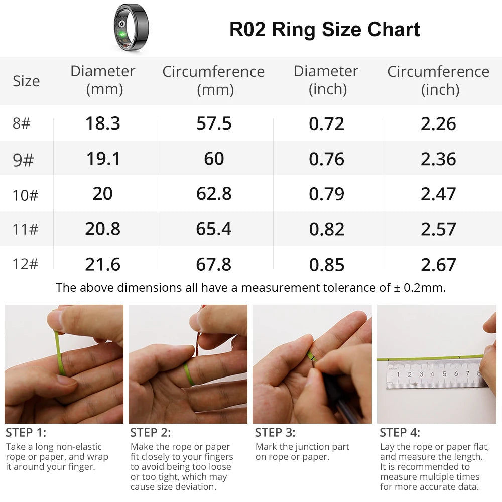 COLMI R02 Smart Ring – Titanium Slim, Slimmer, Slimst!
Ontdek de perfecte combinatie van stijl, technologie en gezondheid met de COLMI R02 Smart Ring.
Gemaakt van militair-grade titaniumstaal, biedt deze slimme ring duurzaa