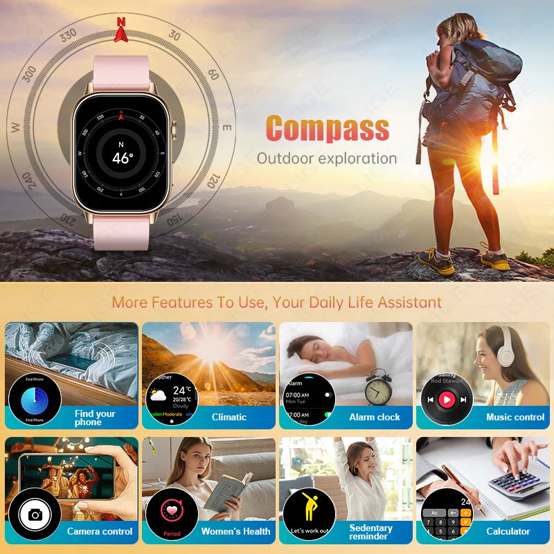 LIGE 2025 For Huawei GPS Smart Watch Women 2.01" HD Screen Bluetooth Call Wristwatch Waterproof Compass Outdoor Smartwatch Men