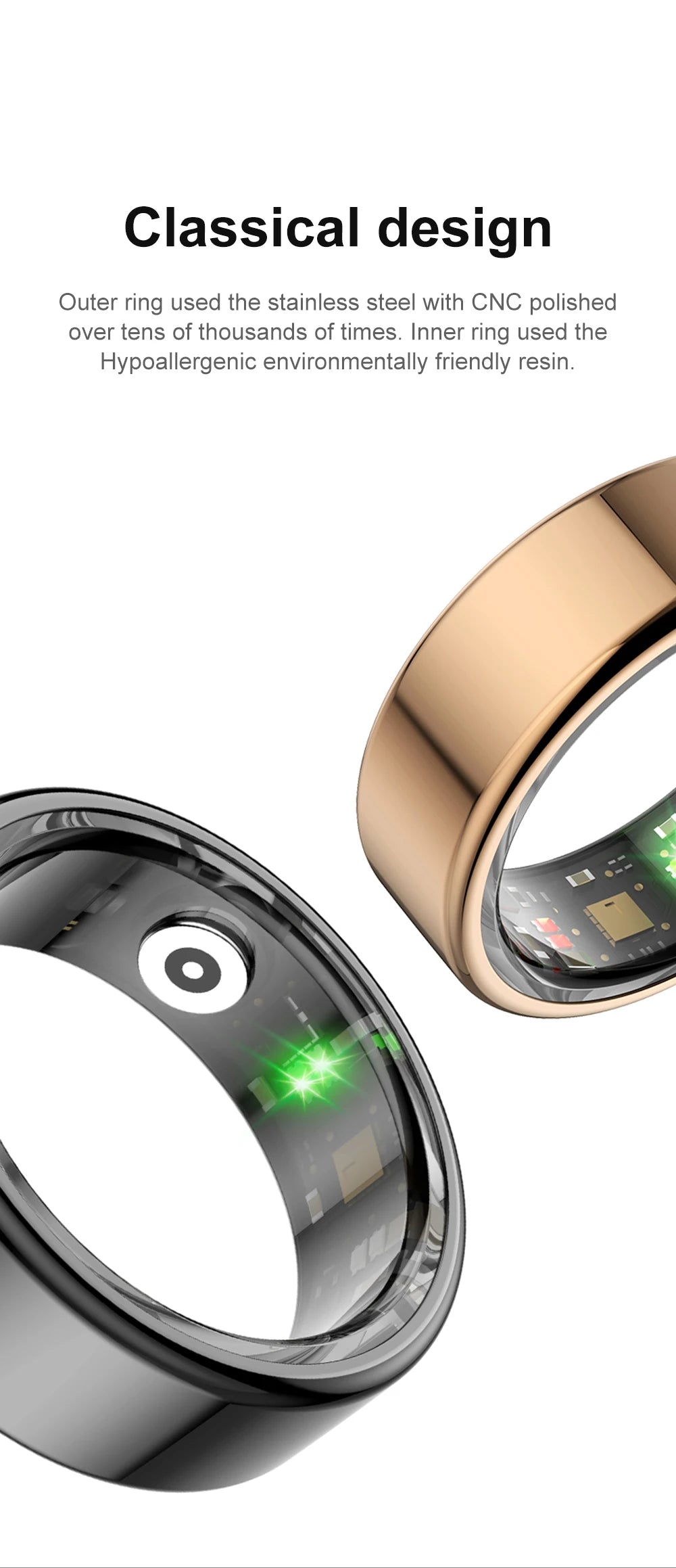 COLMI R02 Smart Ring – Titanium Slim, Slimmer, Slimst!
Ontdek de perfecte combinatie van stijl, technologie en gezondheid met de COLMI R02 Smart Ring.
Gemaakt van militair-grade titaniumstaal, biedt deze slimme ring duurzaa