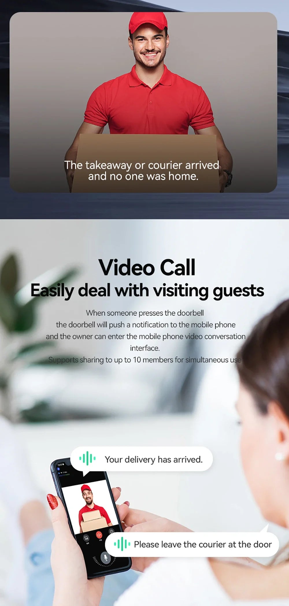 Tuya Wireless WiFi Doorbell Camera Video Two-Way Intercom Doorbell Smart Home Voice Change Doorbell Night Vision Security Camera