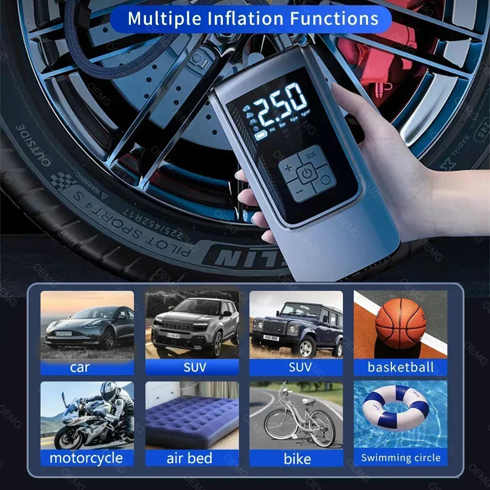 Draagbare Draadloze Elektrische Luchtpomp met Barometer β Voor Auto, Fiets, Motor & Bal