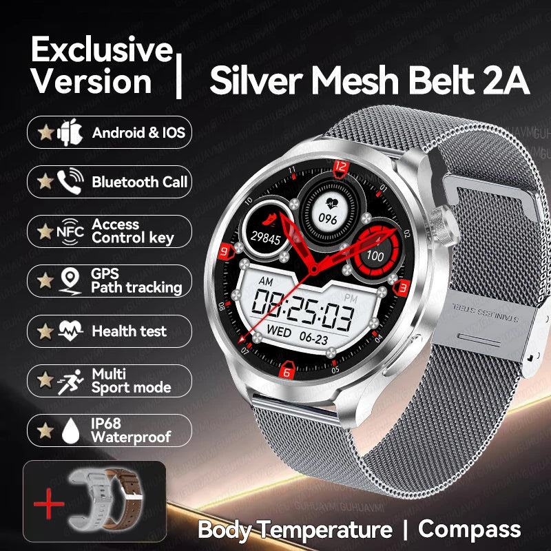 For HUAWEI GPS Outdoor fitness NFC Smart Watch Men 1.85 Inch AMOLED Screen Bluetooth Call IP67 Waterproof Man SmartWatches 2025
