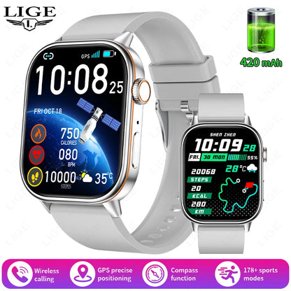 LIGE 2025 For Huawei GPS Smart Watch Women 2.01" HD Screen Bluetooth Call Wristwatch Waterproof Compass Outdoor Smartwatch Men