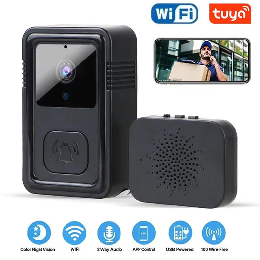 Tuya Wireless WiFi Doorbell Camera Video Two-Way Intercom Doorbell Smart Home Voice Change Doorbell Night Vision Security Camera