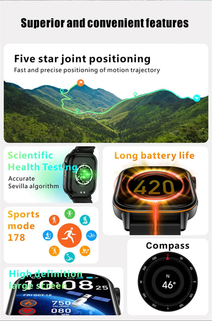 LIGE 2025 For Huawei GPS Smart Watch Women 2.01" HD Screen Bluetooth Call Wristwatch Waterproof Compass Outdoor Smartwatch Men