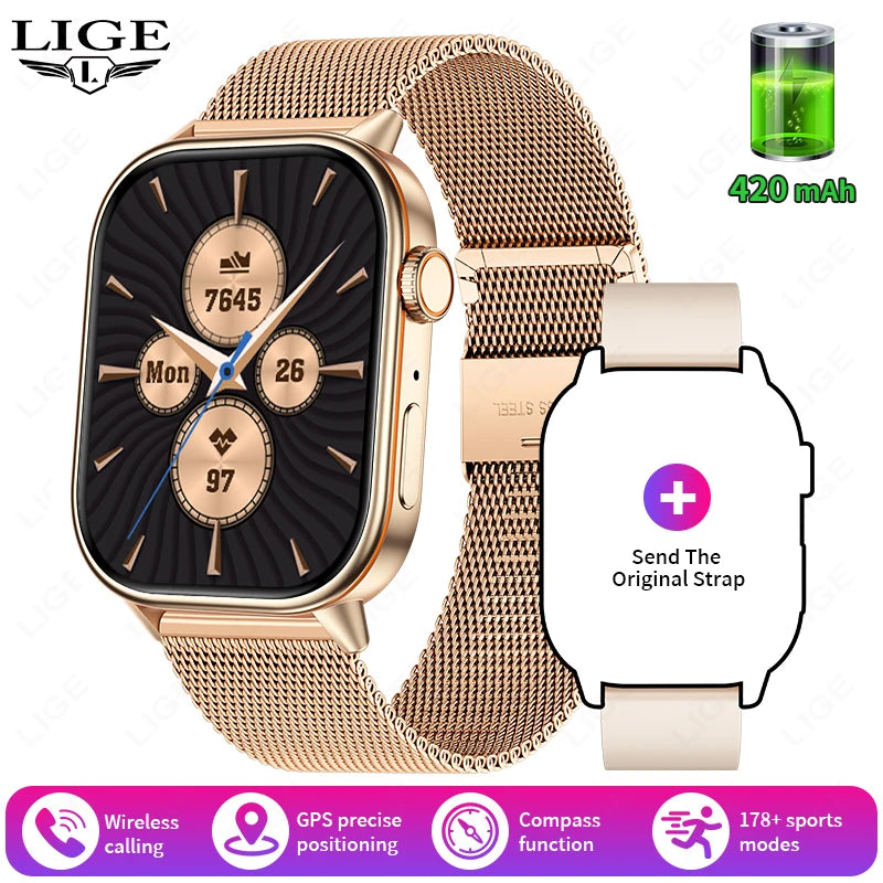 LIGE 2025 For Huawei GPS Smart Watch Women 2.01" HD Screen Bluetooth Call Wristwatch Waterproof Compass Outdoor Smartwatch Men