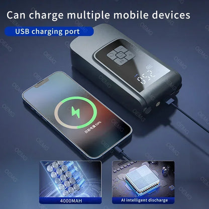 Draagbare Draadloze Elektrische Luchtpomp met Barometer – Voor Auto, Fiets, Motor &amp; Bal