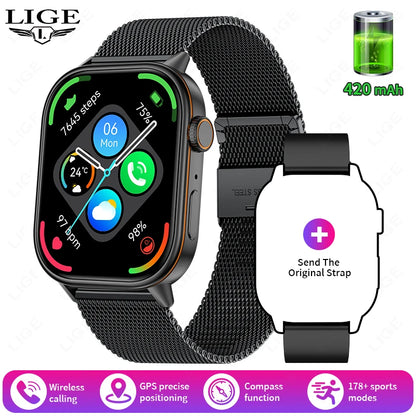 LIGE 2025 For Huawei GPS Smart Watch Women 2.01" HD Screen Bluetooth Call Wristwatch Waterproof Compass Outdoor Smartwatch Men