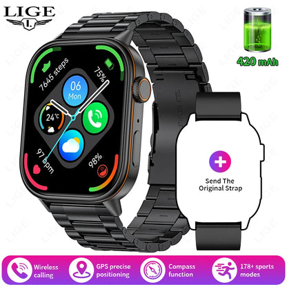 LIGE 2025 For Huawei GPS Smart Watch Women 2.01" HD Screen Bluetooth Call Wristwatch Waterproof Compass Outdoor Smartwatch Men