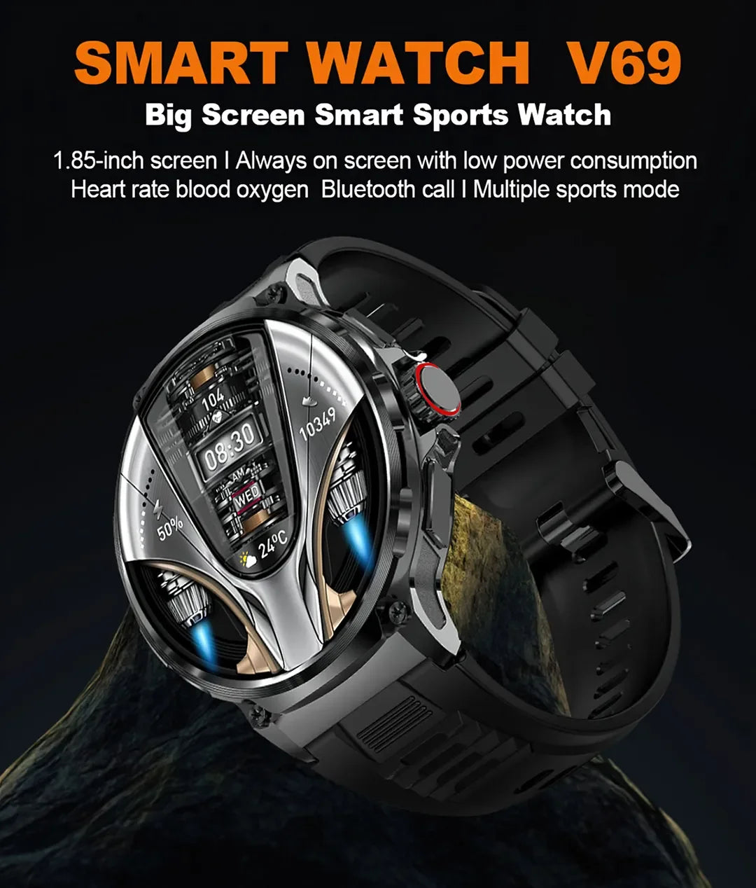 Smartwatch V69 – Stijlvolle en Multifunctionele Horloge voor Heren