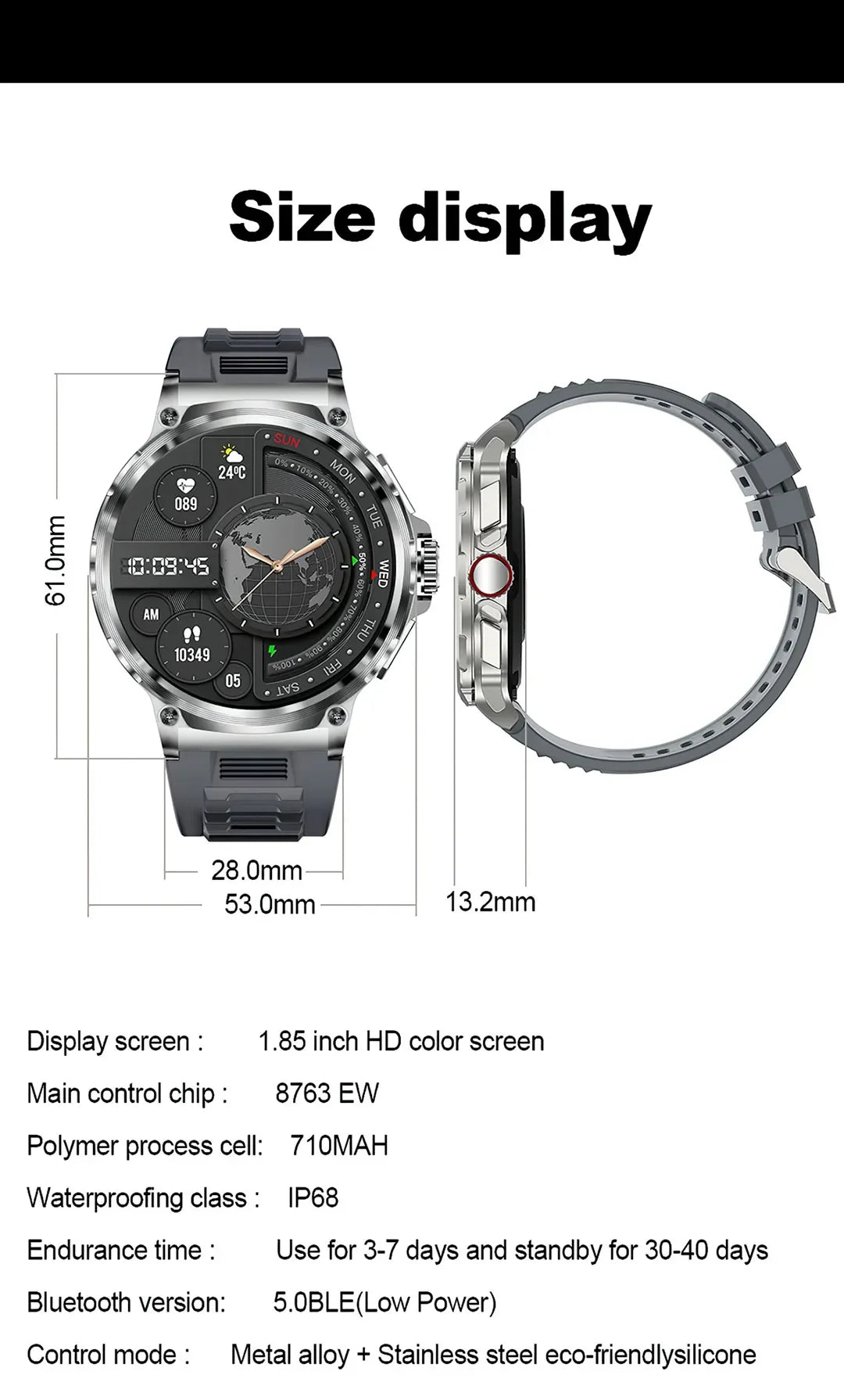 Smartwatch V69 – Stijlvolle en Multifunctionele Horloge voor Heren